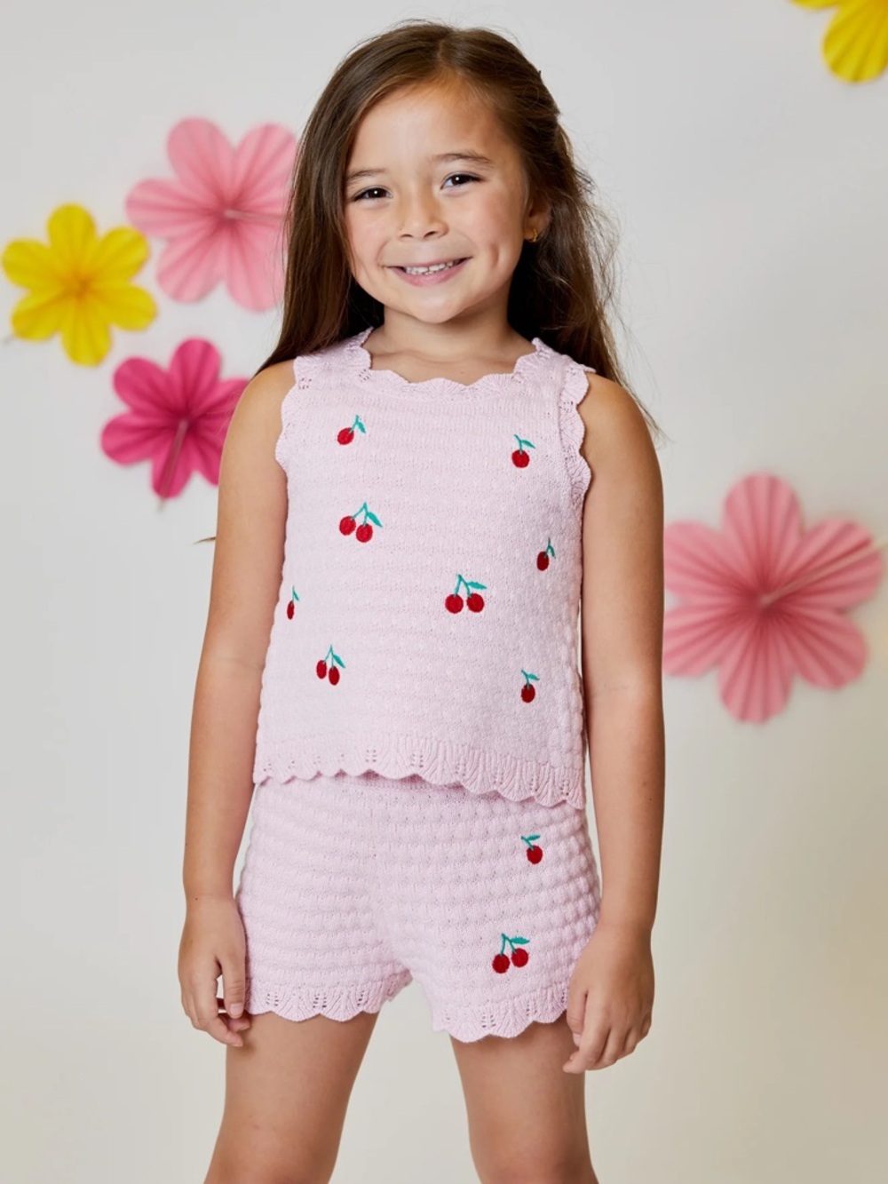 Girls' Pink Cherry Knit shorts